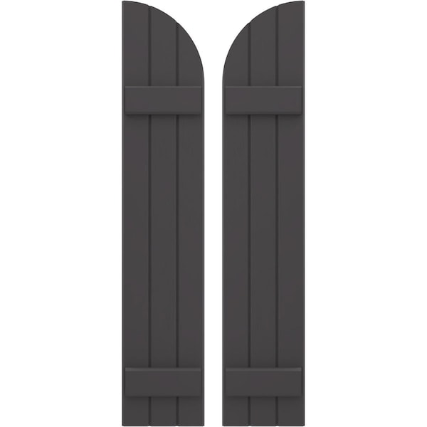 Ekena Millwork Americraft 3-Board (2 Batten) Wood Joined Board-n-Batten Shutters w/ Arch Top, ARW101BQ311X77SMH, PR ARW101BQ311X77SMH - main